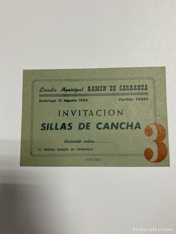 Sammelleidenschaft Sport: CUARTO TROFEO RAMON DE CARRANZA. 1958. INVITACION SILLAS DE CANCHA. VER FOTOS