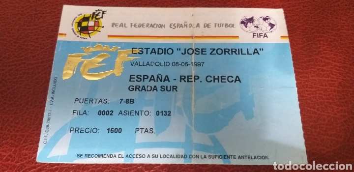 Coleccionismo deportivo: ENTRADA ESPA&Ntilde;A-REP.CHECA.08/06/1997. - Foto 1
