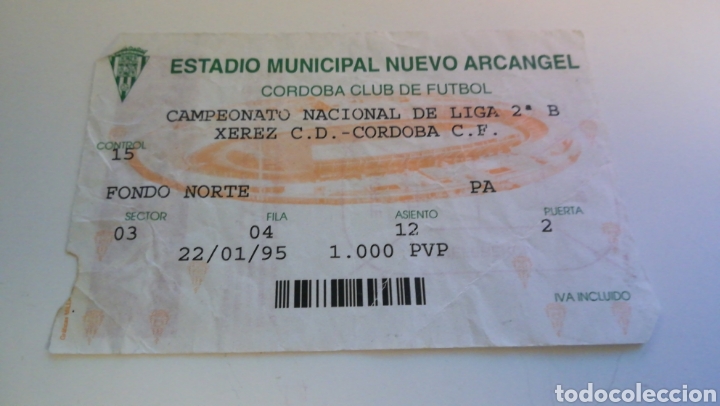 Collezionismo sportivo: ENTRADA FUTBOL TICKET C&Oacute;RDOBA XEREZ CD 22 ENERO 1995 NUEVO ARC&Aacute;NGEL