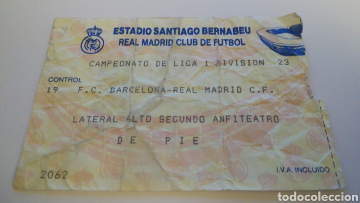 Collectionnisme sportif: ENTRADA FUTBOL TICKET REAL MADRID 0 FC BARCELONA 1, 1993 1994 SANTIAGO BERNABEU