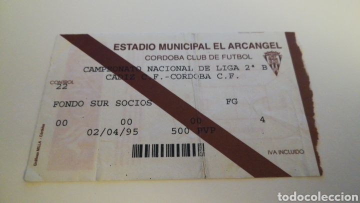 Collectionnisme sportif: ENTRADA TICKET F&Uacute;TBOL C&Oacute;RDOBA CF 1 C&Aacute;DIZ CF 0 1994 1995 NUEVO ARC&Aacute;NGEL