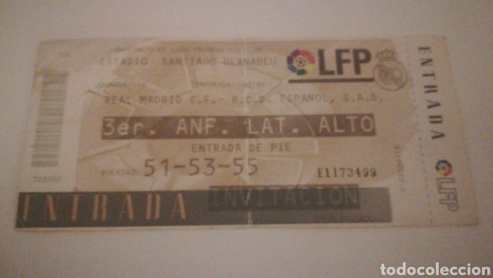Collectionnisme sportif: ENTRADA TICKET REAL MADRID RCD ESPANYOL ESPA&Ntilde;OL 1997 1998 SANTIAGO BERNABEU
