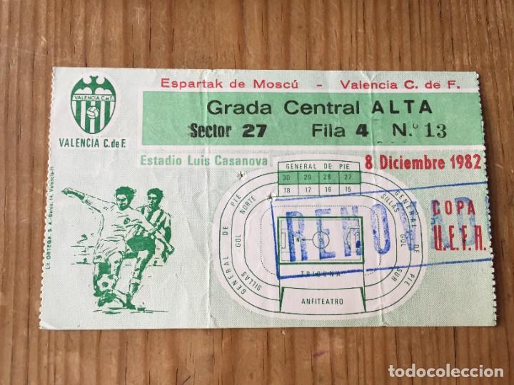 Collectionnisme sportif: R12901 ENTRADA TICKET FUTBOL VALENCIA SPARTAK MOSCOW MOSCU COPA UEFA 1982 1983