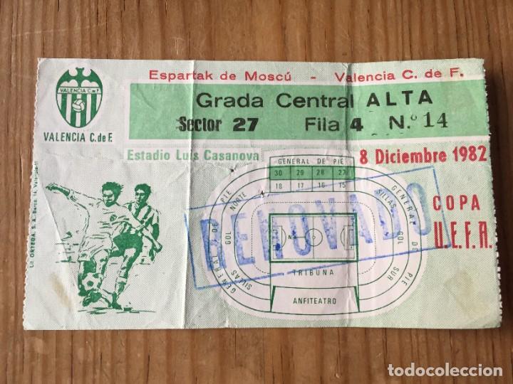 Collectionnisme sportif: R12902 ENTRADA TICKET FUTBOL VALENCIA SPARTAK MOSCOW MOSCU COPA UEFA 1982 1983