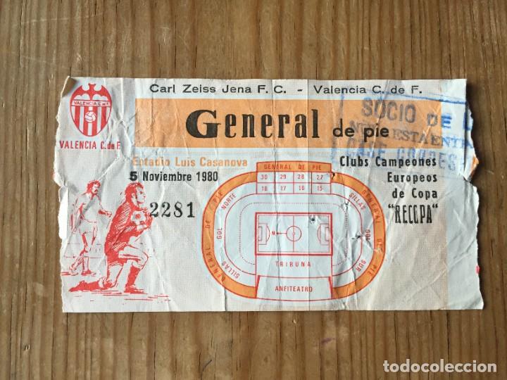 Coleccionismo deportivo: R12907 ENTRADA TICKET FUTBOL VALENCIA CARL ZEISS JENA RECOPA EUROPA 1980 1981