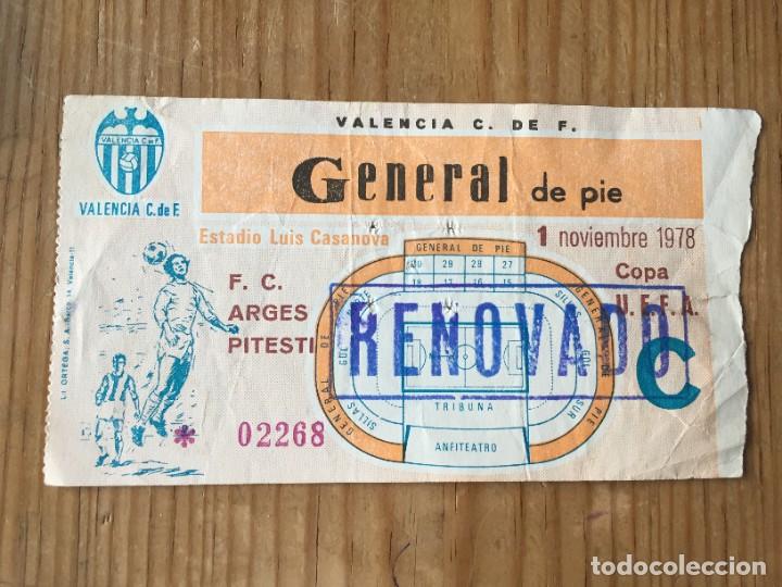 Coleccionismo deportivo: R12911 ENTRADA TICKET FUTBOL VALENCIA ARGES PITESTI COPA UEFA 1978 1979