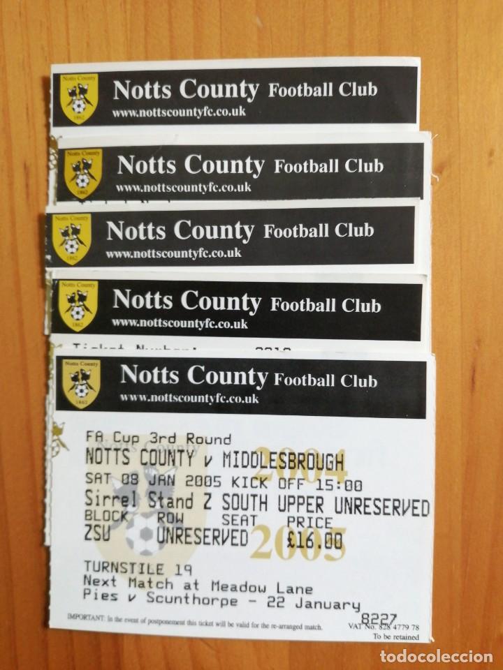 Sammelleidenschaft Sport: TICKETS - LOTE DE 5 ENTRADAS DE FUTBOL DEL EQUIPO INGL&Eacute;S: NOTTS COUNTY FOOTBALL CLUB