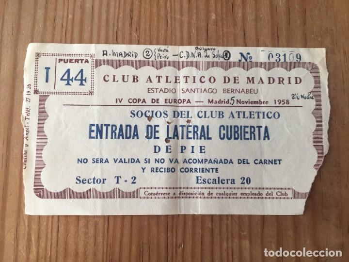 Colecionismo desportivo: R13228 ENTRADA TICKET FUTBOL ATLETICO MADRID CDNA SOFIA COPA EUROPA 1958 1959 SANTIAGO BERNABEU
