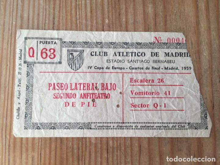 Collectionnisme sportif: R13602 ENTRADA TICKET FUTBOL ATLETICO MADRID SCHALKE 04 COPA EUROPA 1958 1959 SANTIAGO BERNABEU