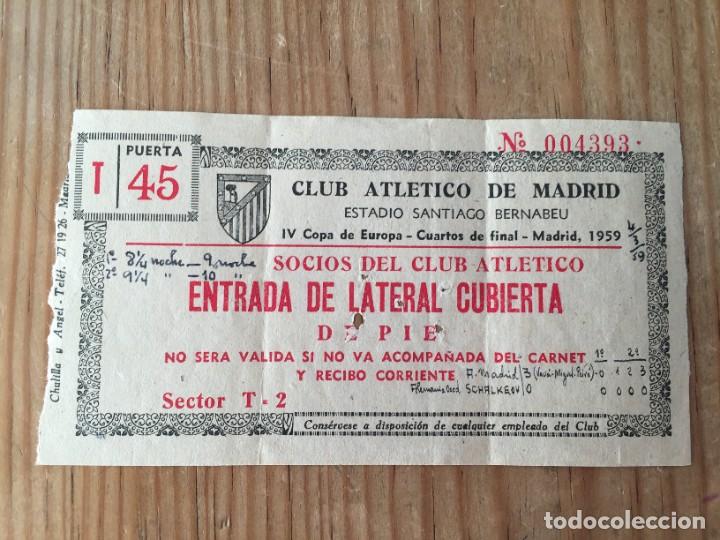 Colecionismo desportivo: R13603 ENTRADA TICKET FUTBOL ATLETICO MADRID SCHALKE 04 COPA EUROPA 1958 1959 SANTIAGO BERNABEU