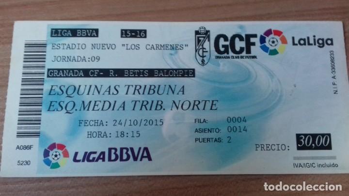 Sports collectibles: Entrada de partido de Futbol de primera Granada - Betis