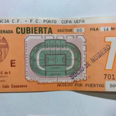 Coleccionismo deportivo: ENTRADA FC PORTO OPORTO VALENCIA CF 1 NOVIEMBRE 1989 COPA UEFA LUIS CASANOVA