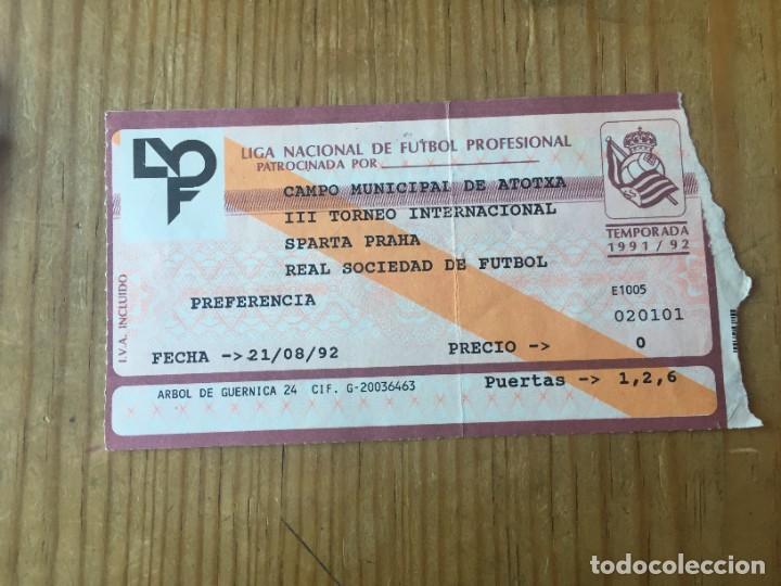 Collezionismo sportivo: R13920 ENTRADA TICKET FUTBOL III TROFEO INTERNACIONAL SAN SEBASTIAN REAL SOCIEDAD SPARTA PRAHA 1992