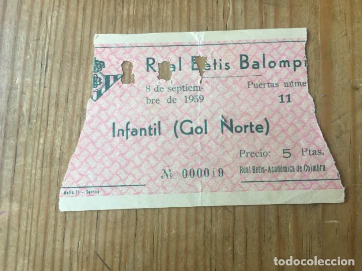 Collezionismo sportivo: R13922 ENTRADA TICKET FUTBOL REAL BETIS ACADEMICA COIMBRA AMISTOSO (8-9-1959)