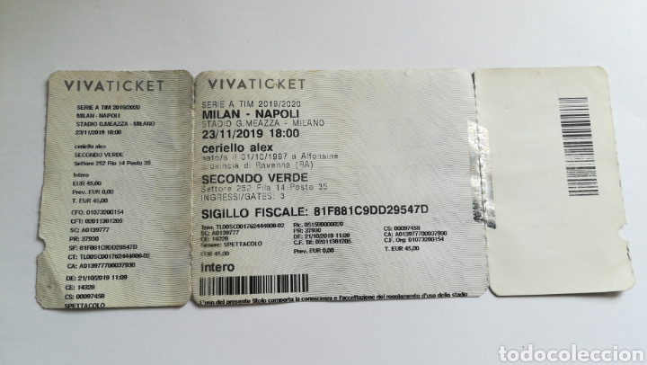 Collectionnisme sportif: ENTRADA TICKET MIL&Aacute;N NAPOLI N&Aacute;POLES 2019 2020 GIUSEPPE MEAZZA MILANO