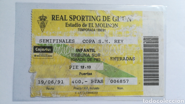 Collectionnisme sportif: ENTRADA TICKET SPORTING DE GIJ&Oacute;N MALLORCA COPA DEL REY 1990 1991 EL MOLINON