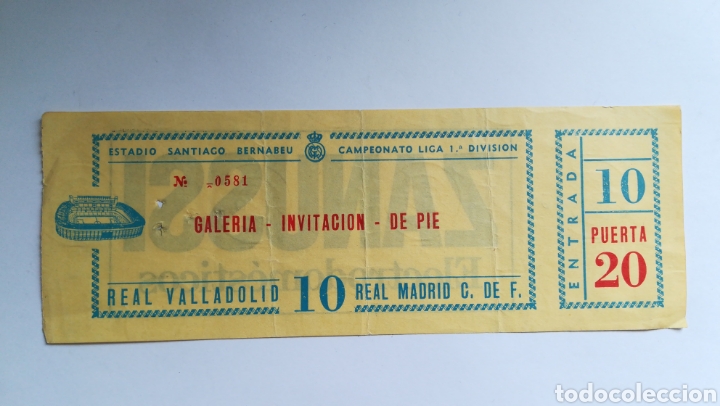 Collezionismo sportivo: ENTRADA TICKET REAL MADRID VALLADOLID TEMPORADA 1982 1983 JORNADA 18 SANTIAGO BERNAB&Eacute;U