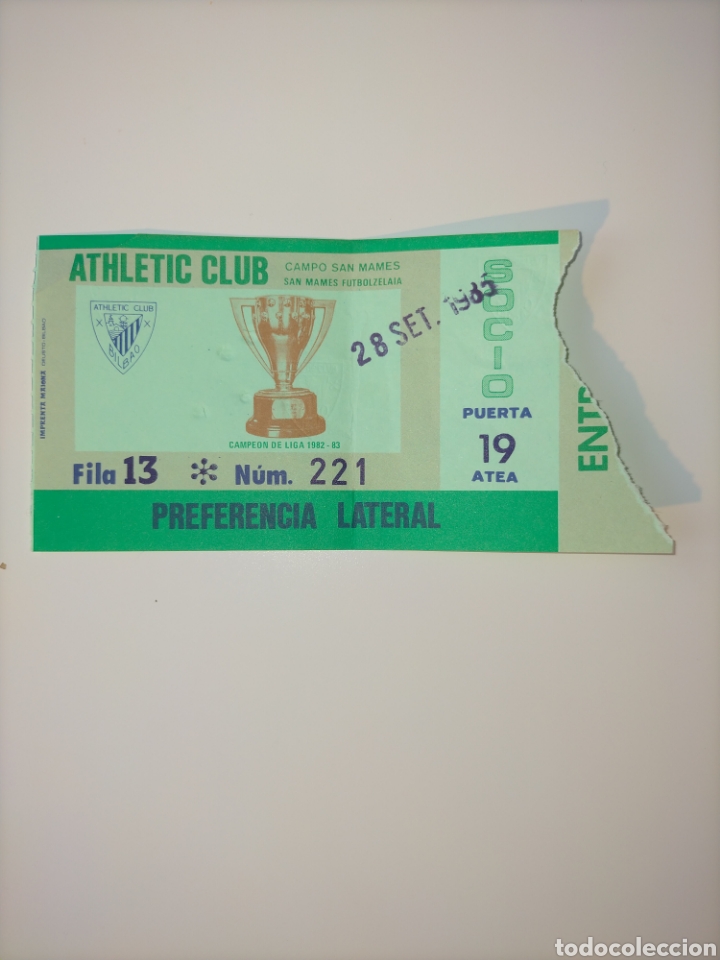 Coleccionismo deportivo: Entrada 1985 Athletic Club - FC Barcelona en San Mam&eacute;s Temporada 1985 / 86 (Resultado 2 - 1)