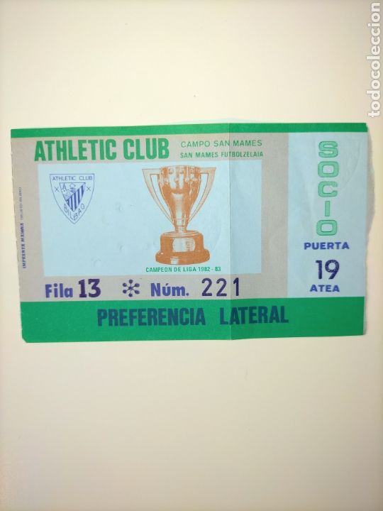 Coleccionismo deportivo: Entrada Athletic Club Temporada 1984 - 1985 en San Mam&eacute;s