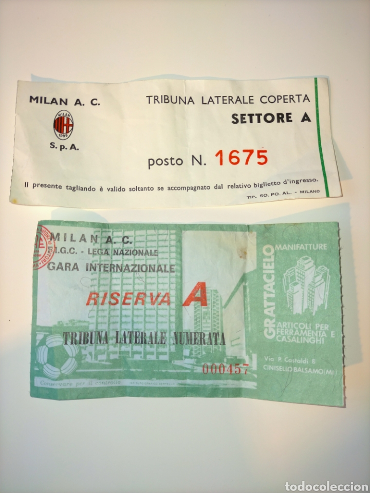 Coleccionismo deportivo: Entrada Mil&aacute;n - Athletic Club 1/8 UEFA 1976 - 77 (Resultado 3 - 1)