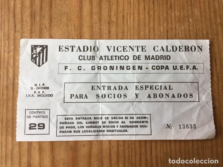 Coleccionismo deportivo: R14750 ENTRADA TICKET FUTBOL ATLETICO MADRID GRONINGEN COPA UEFA 1988 1989