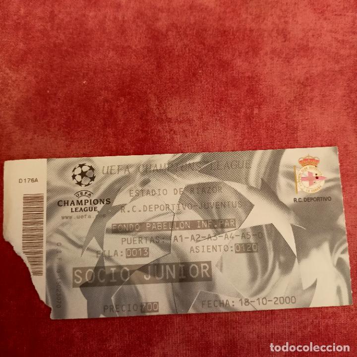 Coleccionismo deportivo: ENTRADA TICKET FUTBOL DEPORTIVO CORU&Ntilde;A JUVENTUS UEFA CHAMPIONS LEAGUE 18-10- 2000