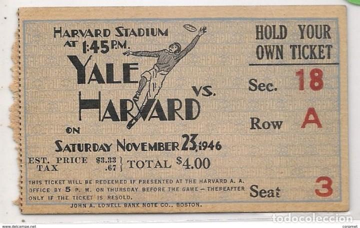 Coleccionismo deportivo: 1946 HARVARD vs YALE COLLEGE FOOTBALL TICKET - HARVARD STADIUM