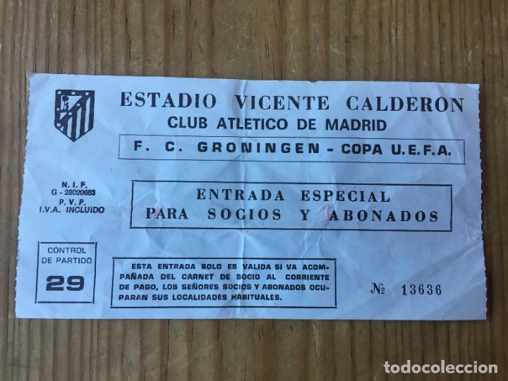 Coleccionismo deportivo: R14981 ENTRADA TICKET FUTBOL ATLETICO MADRID GRONINGEN COPA UEFA 1988 1989