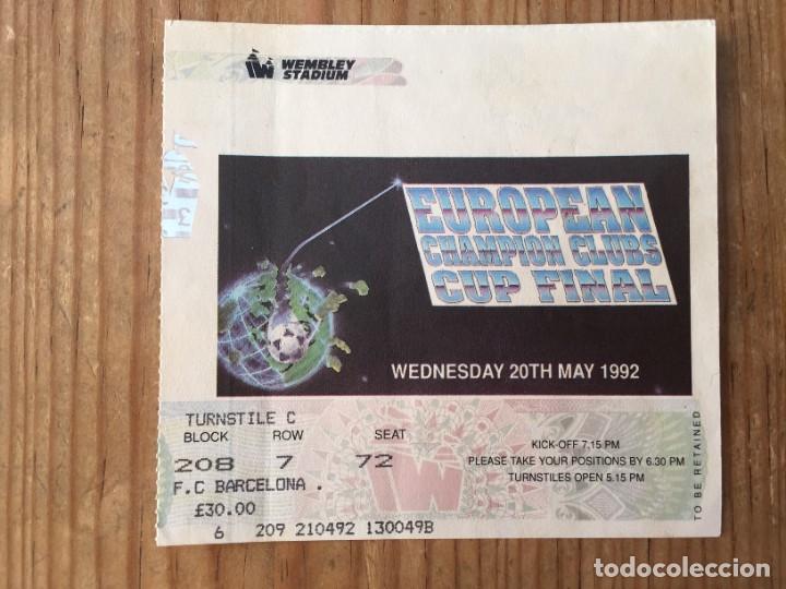 Sports collectibles: R14983 ENTRADA TICKET FINAL COPA EUROPA UEFA CHAMPIONS LEAGUE 1992 BARCELONA 1-0 SAMPDORIA