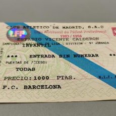 Coleccionismo deportivo: ENTRADA FUTBOL INFANTIL AÑO 1993-94 ATLETICO DE MADRID-BARCELONA VICENTE CALDERON. Lote 286686473