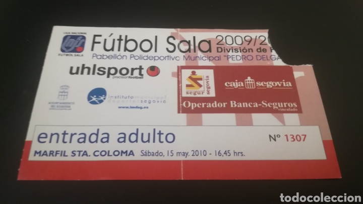 Colecionismo desportivo: Entrada Ticket F&uacute;tbol Sala Caja Segovia VS Marfil Santa Coloma Pabell&oacute;n 2009 2010 Pedro Delgado