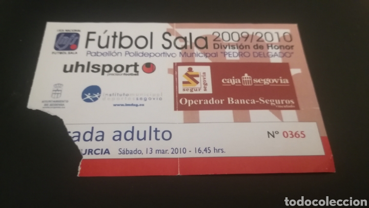 Collezionismo sportivo: Entrada Ticket F&uacute;tbol Sala Caja Segovia VS Pozo Murcia 2009 2010 Pabell&oacute;n Pedro Delgado