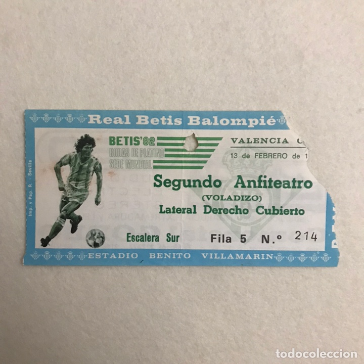 Coleccionismo deportivo: F&Uacute;TBOL - BODAS PLATINO - ENTRADA REAL BETIS BALOMPI&Eacute; - VALENCIA CF - SEDE MUNDIAL , 1982