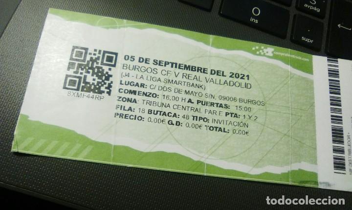Coleccionismo deportivo: ENTRADA TICKET BURGOS CF-REAL VALLADOLID 2021-DERBY DE CASTILLA durante la pandemia de Covid