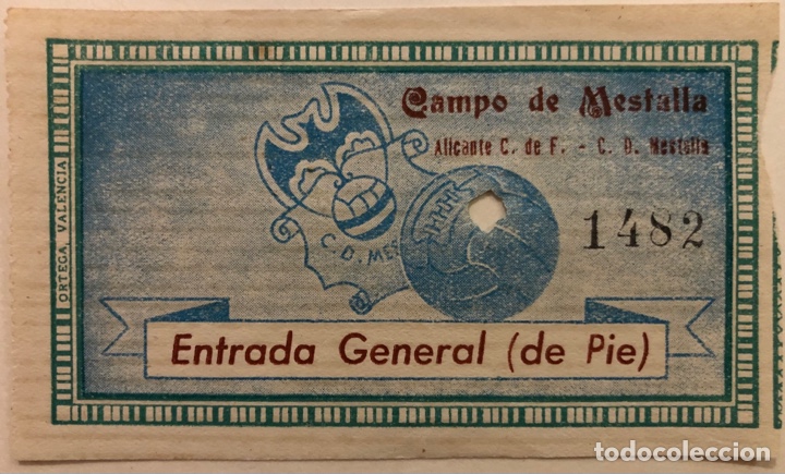C.D.MESTALLA V ALICANTE C. DE F. ENTRADA - CAMPO DE MESTALLA (Coleccionismo Deportivo - Documentos de Deportes - Entradas de Fútbol)