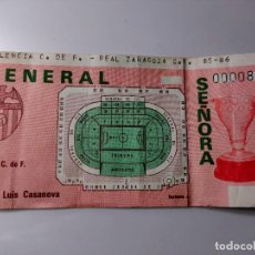 Coleccionismo deportivo: ENTRADA DE FÚTBOL VALENCIA C. DE F. CLUB DE FÚTBOL - REAL ZARAGOZA. TEMPORADA 85-86 (1985-1986)