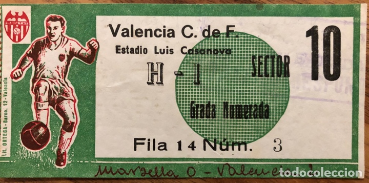 VALENCIA C. DE F. V MARBELLA ENTRADA - ESTADIO LUIS CASANOVA (Coleccionismo Deportivo - Documentos de Deportes - Entradas de Fútbol)