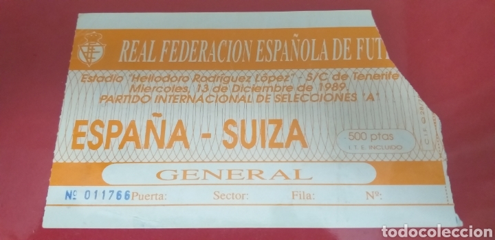 Coleccionismo deportivo: ENTRADA ESPA&Ntilde;A-SUIZA 13/12/1989