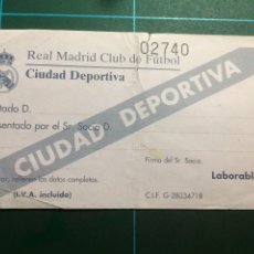 Coleccionismo deportivo: - TICKET ENTRADA LABORABLE REAL MADRID CIUDAD DEPORTIVA SIN RELLENAR