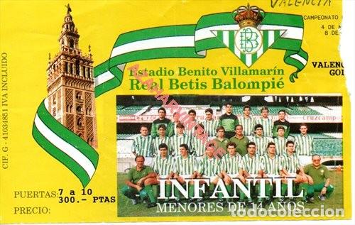 Collezionismo sportivo: ENTRADA FUTBOL , BETIS VALENCIA , 1991 , ORIGINAL