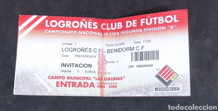 Sports collectibles: Entrada futbol - 2005 - logro&ntilde;&eacute;s club de f&uacute;tbol - Benidorm - tdkc50