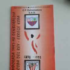 Coleccionismo deportivo: PROGRAMA OFICIAL PARTIDO FUTBOL ATHLETIC CLUB BILBAO CONTRA EXTREMADURA 1997 1998 SAN MAMES. Lote 311729453