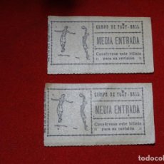 Coleccionismo deportivo: ENTRADA Y MEDIA ENTRADA DE FUTBOL, AÑOS 1930-40.VALENCIA. Lote 313944218
