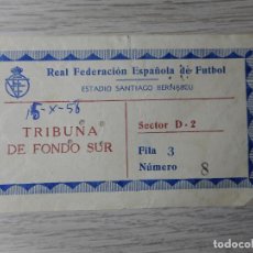 Coleccionismo deportivo: ANTIGUA ENTRADA FUTBOL.SELECCION ESPAÑA-IRLANDA DEL NORTE.MADRID 1958 SPAIN NORTHERN IRELAND TICKET. Lote 315948103