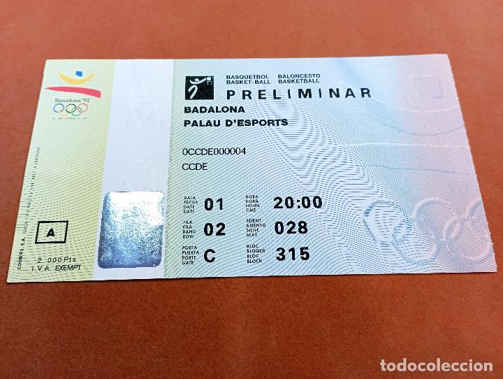 Coleccionismo deportivo: Entrada preliminar olimpiadas barcelona 92 - baloncesto - en muy buen estado