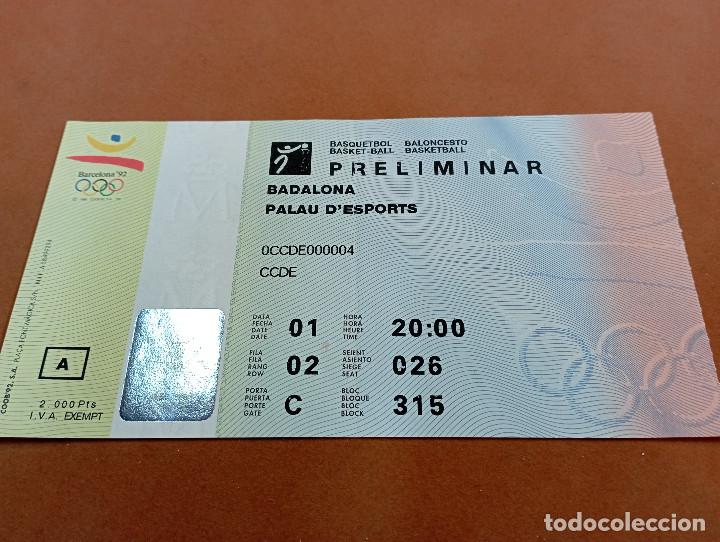 Coleccionismo deportivo: Entrada preliminar olimpiadas barcelona 92 - baloncesto - en muy buen estado