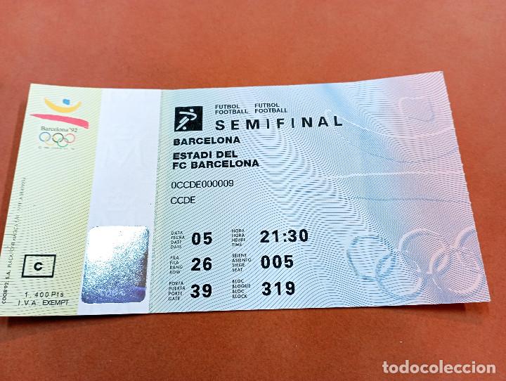 Coleccionismo deportivo: Entrada semifinal olimpiadas barcelona 92 - futbol - en muy buen estado