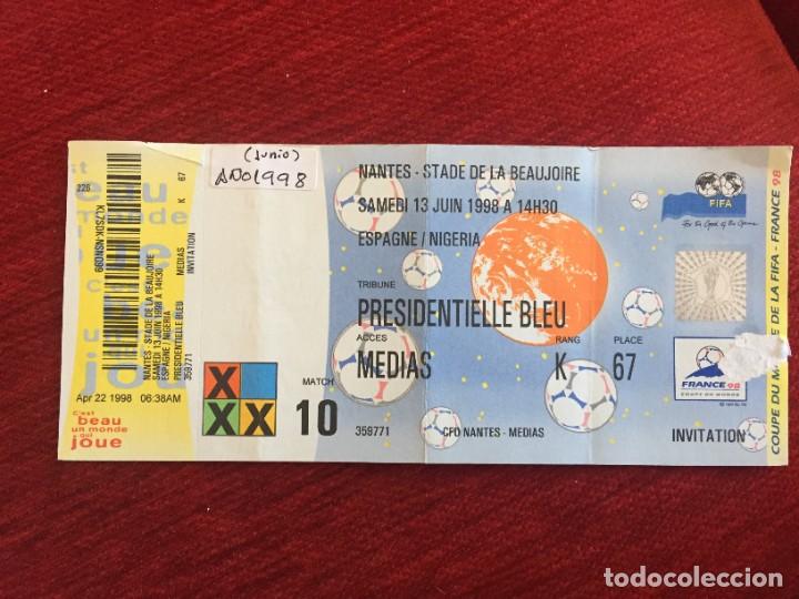 Sammelleidenschaft Sport: R17114 ENTRADA TICKET FUTBOL ESPA&Ntilde;A 2-3 NIGERIA DEBUT RAUL GONZALEZ EN UN MUNDIAL MATCH 10
