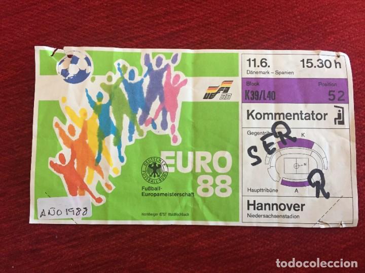 Coleccionismo deportivo: R17131 ENTRADA TICKET FUTBOL EURO 88 EUROCOPA (11-6-1988) ESPA&Ntilde;A 3-2 DINAMARCA