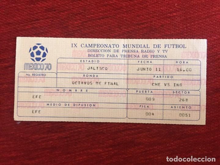 Sammelleidenschaft Sport: R17298 ENTRADA TICKET DE PRENSA FUTBOL MUNDIAL MEXICO (11-6-1970) CHECOSLOVAQUIA INGLATERRA